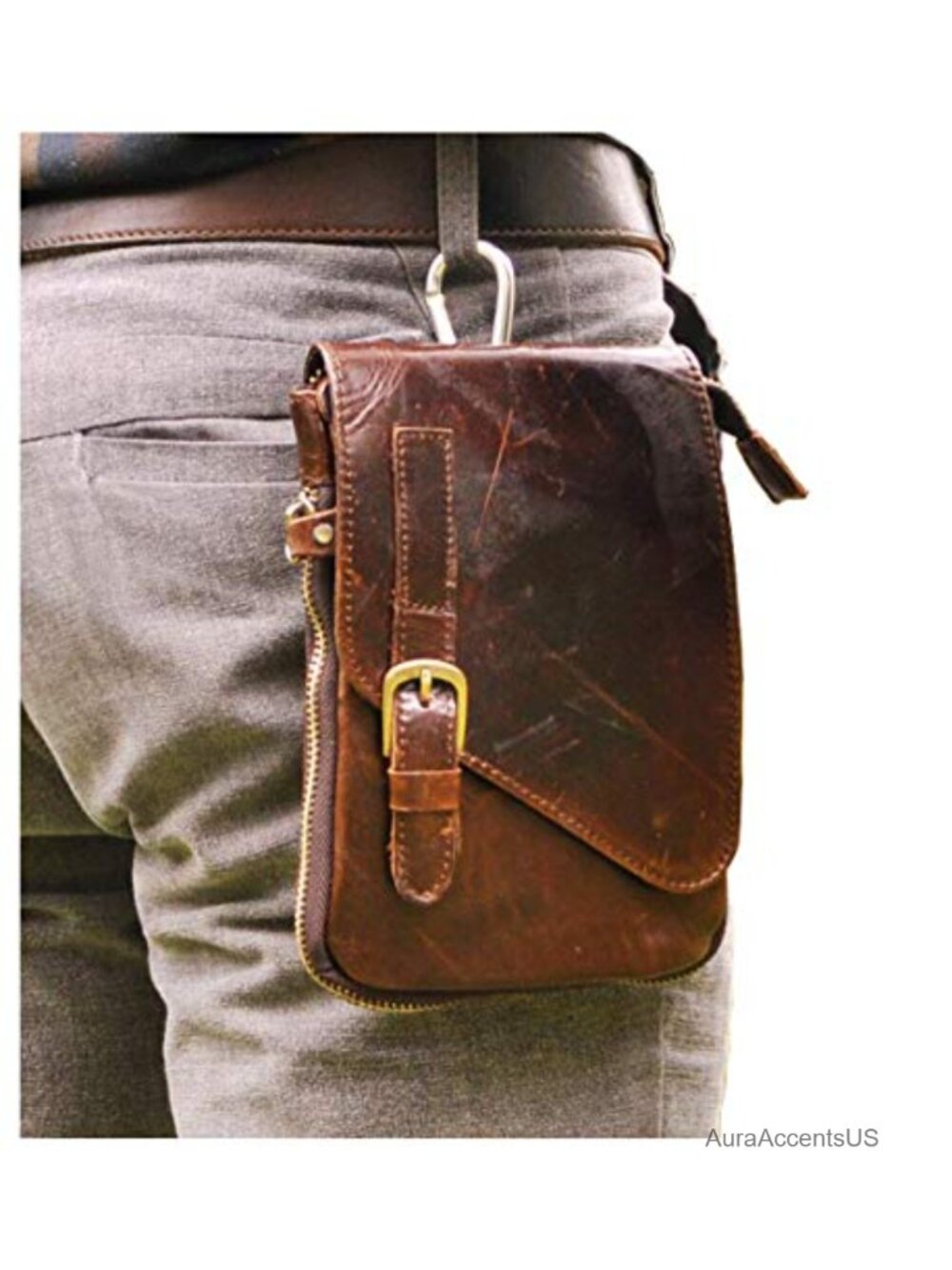 Genuine Leather Small Messenger Shoulder Satchel Belt Waist Bag Pouch